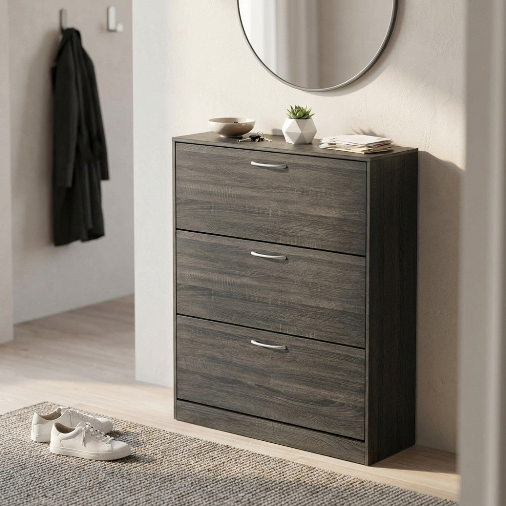 SCARPIERA WENDY GRIGIO SCURO. Scarpiera con 4 ante in legno Dimensioni: cm 60 x 24 x 150 h.