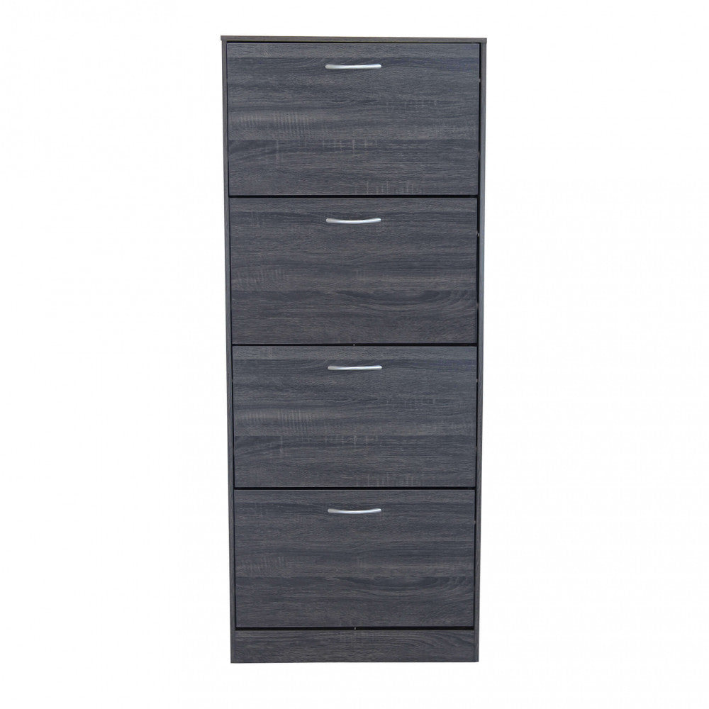 SCARPIERA WENDY GRIGIO SCURO. Scarpiera con 4 ante in legno Dimensioni: cm 60 x 24 x 150 h.
