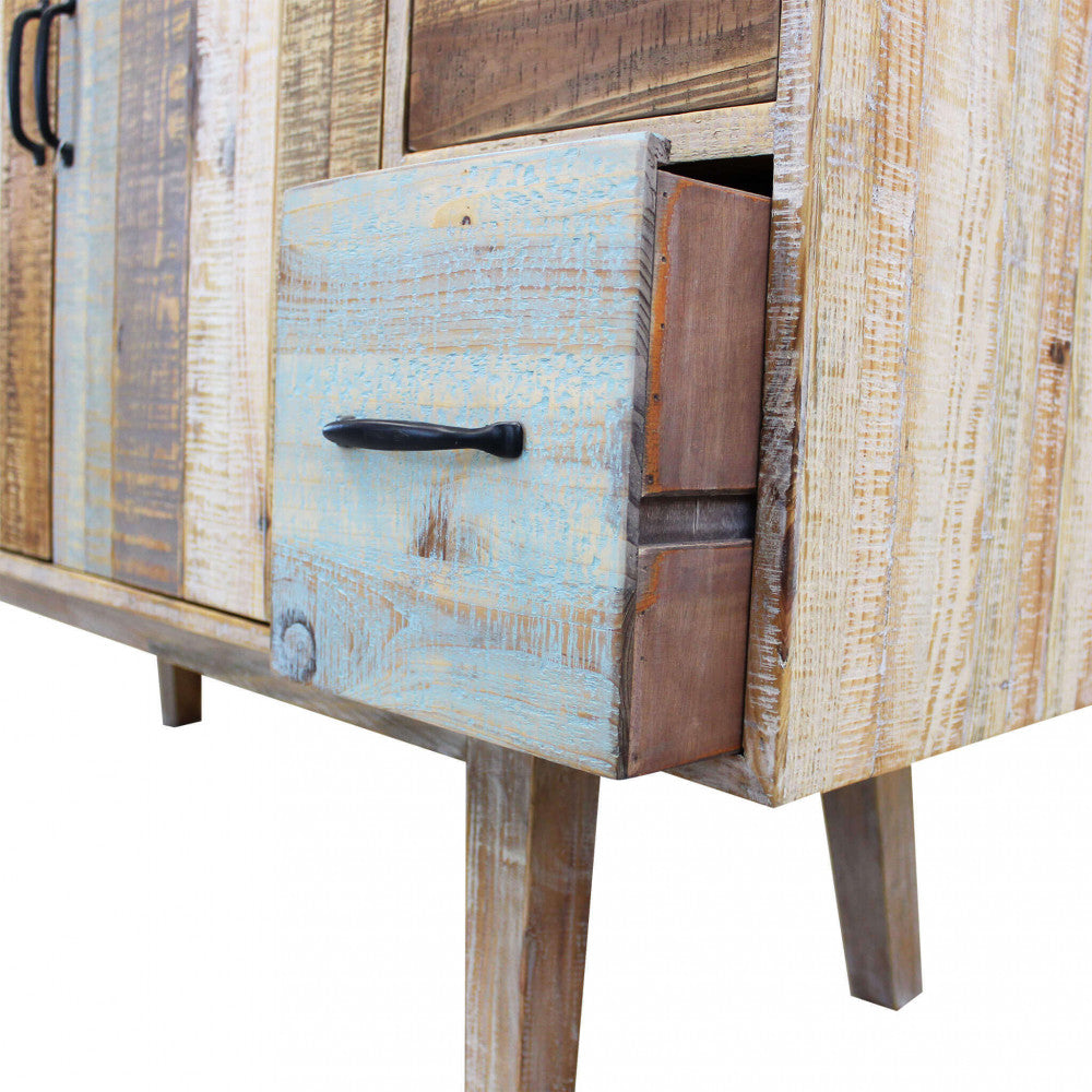MOBILE FRED. Mobile con 4 cassetti e 2 ante in legno colorato Dimensioni: cm 131 x 40 x 77 h.