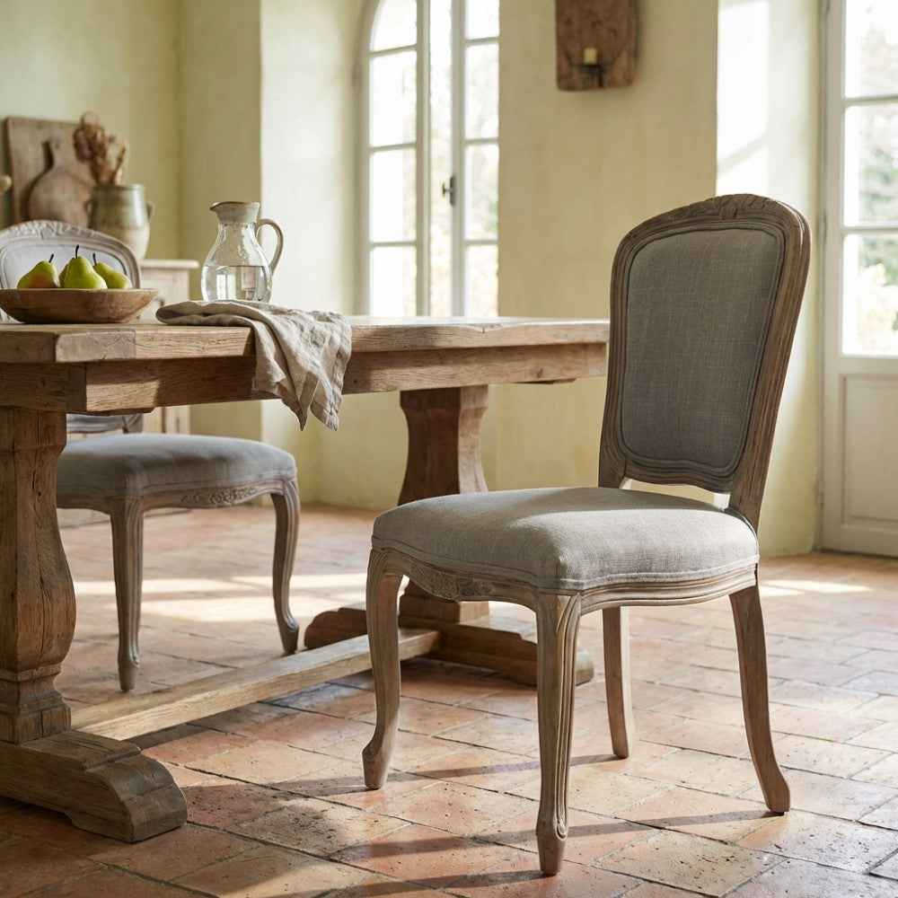 ROMY CHAIR IN GREY FABRIC. Dimensions: 52 x 49 x 90 cm h.