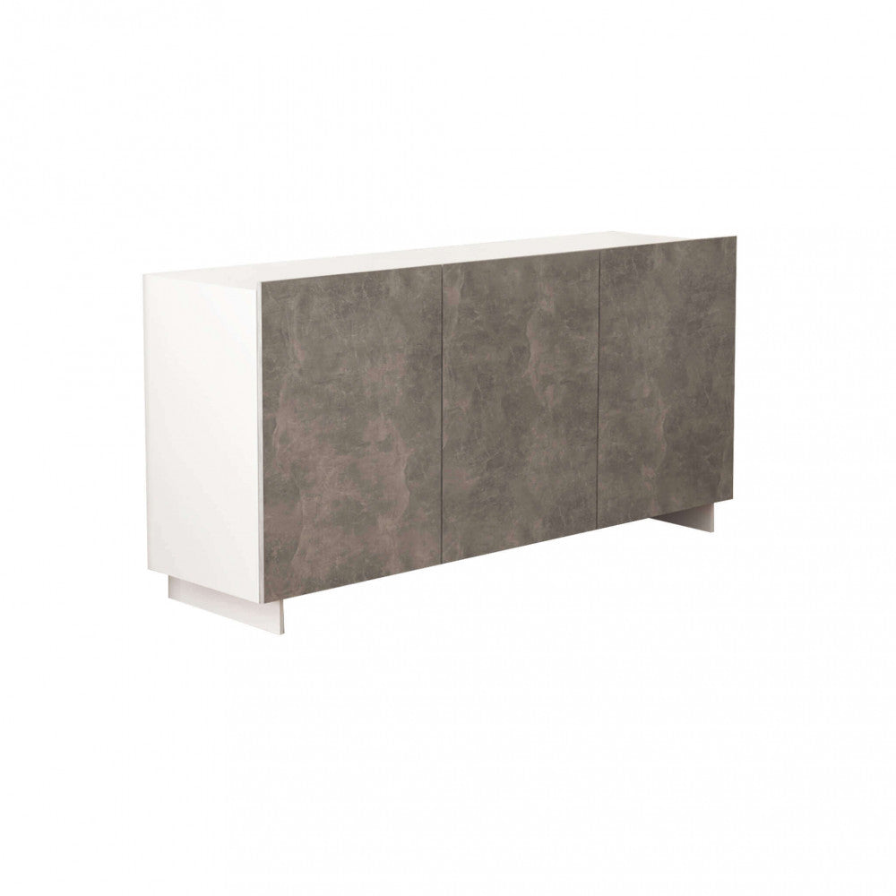 CREDENZA CARLILE BIANCO E GRIGIO EFFETTO CEMENTO. Credenza in legno BIANCO e GRIGIO EFFETTO CEMENTO Dimensioni: cm 150 x 40 x 76 h.