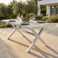 MACKAY TABLE 200 X 100. ANTHRACITE or WHITE aluminum frame, wood-effect ceramic table top. Dimensions: 200 x 100 x 75 cm. Garden furniture.