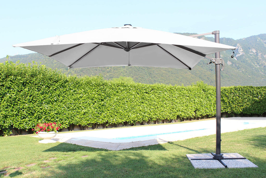 3 x 4 Pitagora Anthracite Parasol with LED Light and Grey Canopy. Dimensions: 3 x 4 m. Garden Furniture.