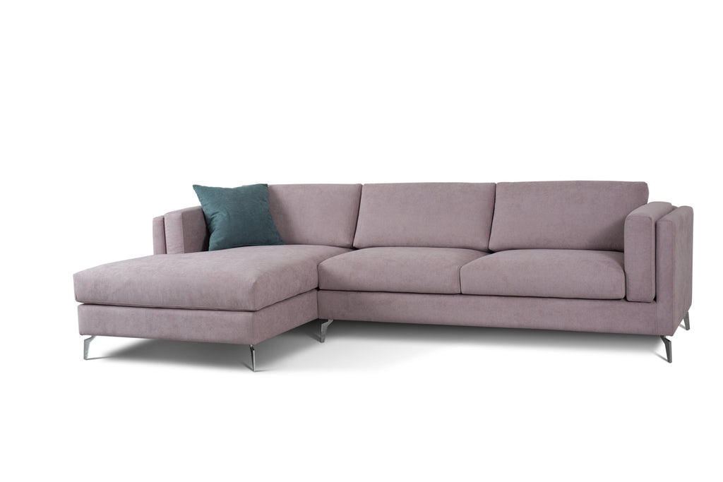 Divano Giotto 3 posti dx e penisola grande sx - 302 x 162 cm Rosa cipria