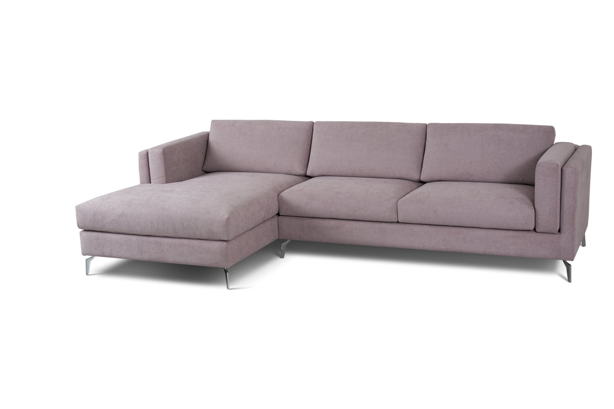 Divano Giotto 3 posti dx e penisola grande sx - 302 x 162 cm Rosa cipria