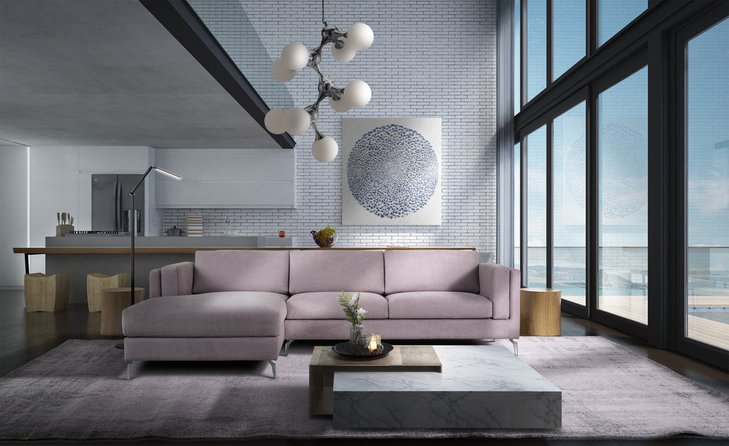 Divano Giotto 3 posti dx e penisola grande sx - 302 x 162 cm Rosa cipria