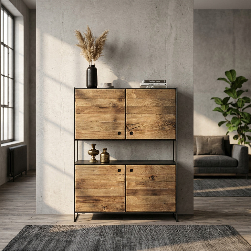 MOBILE ANSELM. Mobile in legno di pino riciclato Dimensioni: cm 100 x 40 x 131 h.
