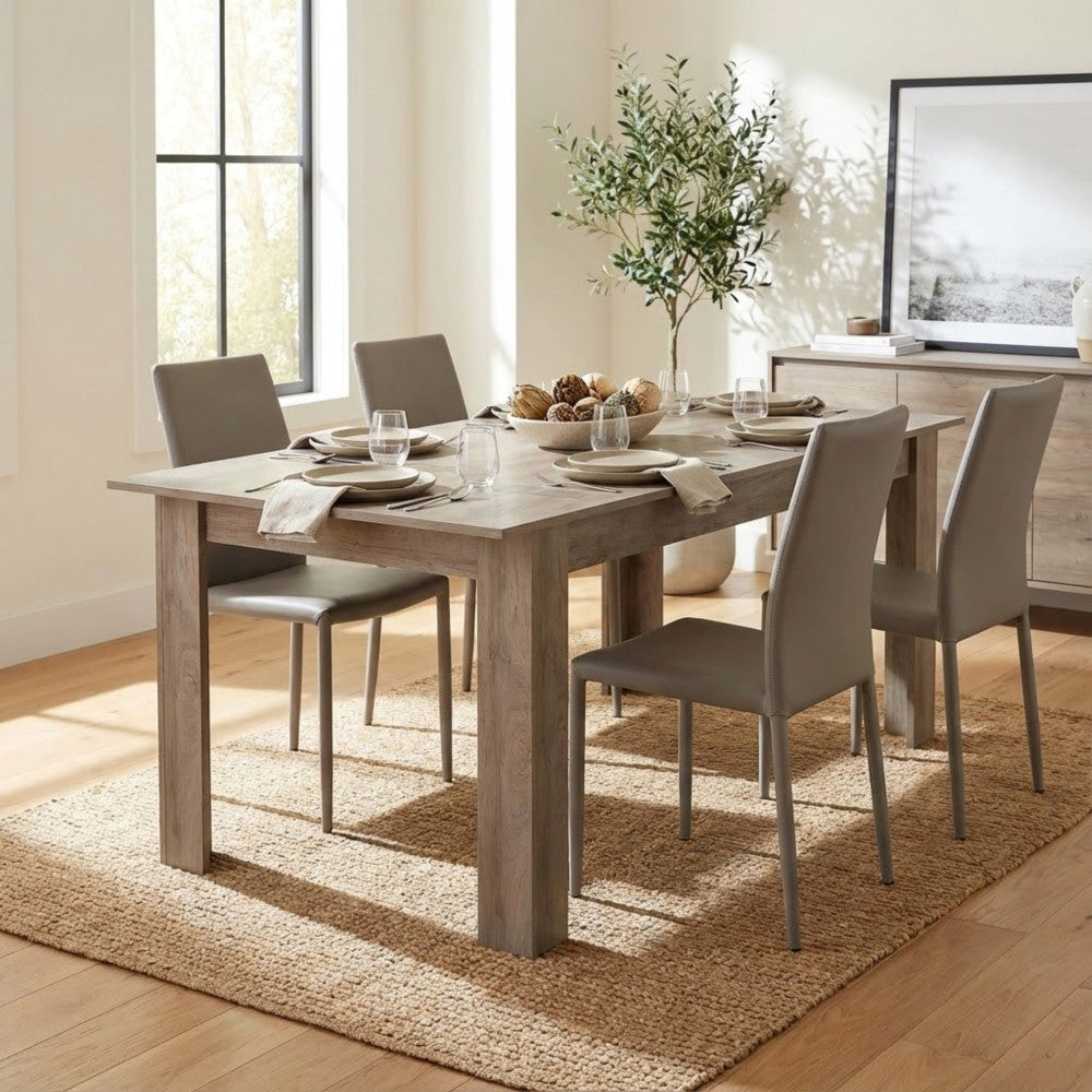 GEMMA LIGHT OAK TABLE. Light oak wooden table. Dimensions: 160/200 cm x 90 x 75 cm. Garden furniture.