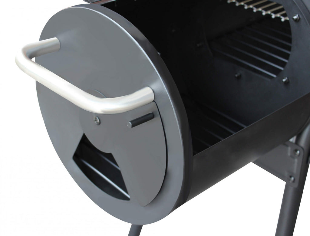 BARBECUE A CARBONELLA CON AFFUMICATORE KENTUCKY. Struttura in acciaio verniciato NERO Dimensioni: cm 110 x 64 x 113,5 h.