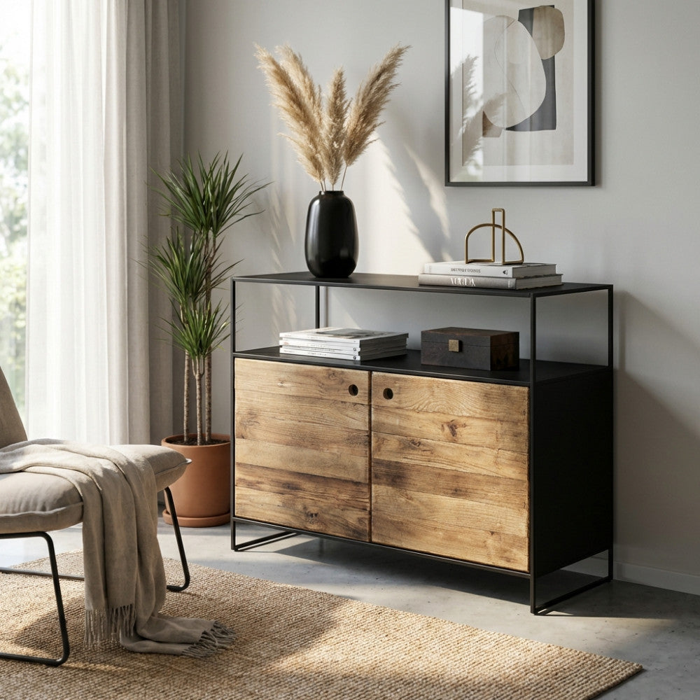 MOBILE ANSELM. Mobile in legno di pino riciclato Dimensioni: cm 100 x 40 x 131 h.