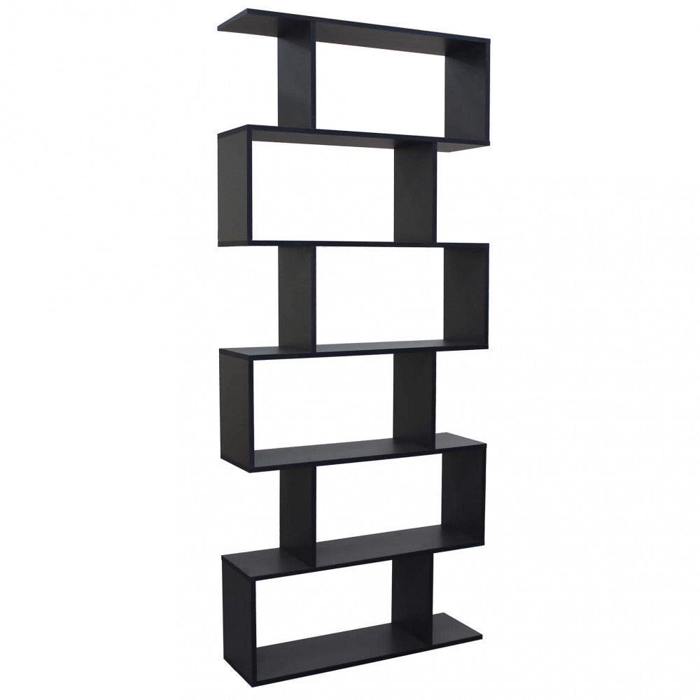 ALANA BOOKCASE, GREY AND NATURAL. Bookcase in natural, white, or dark gray melamine with 6 shelves. Dimensions: 80 x 23.5 x 190.5 h.