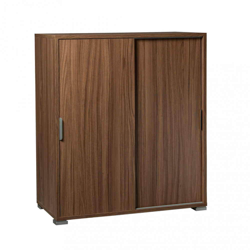 TANGO CABINET WITH 2 SLIDING DOORS IN WALNUT COLOR. Dimensions: 75 x 38 x 85 cm h.