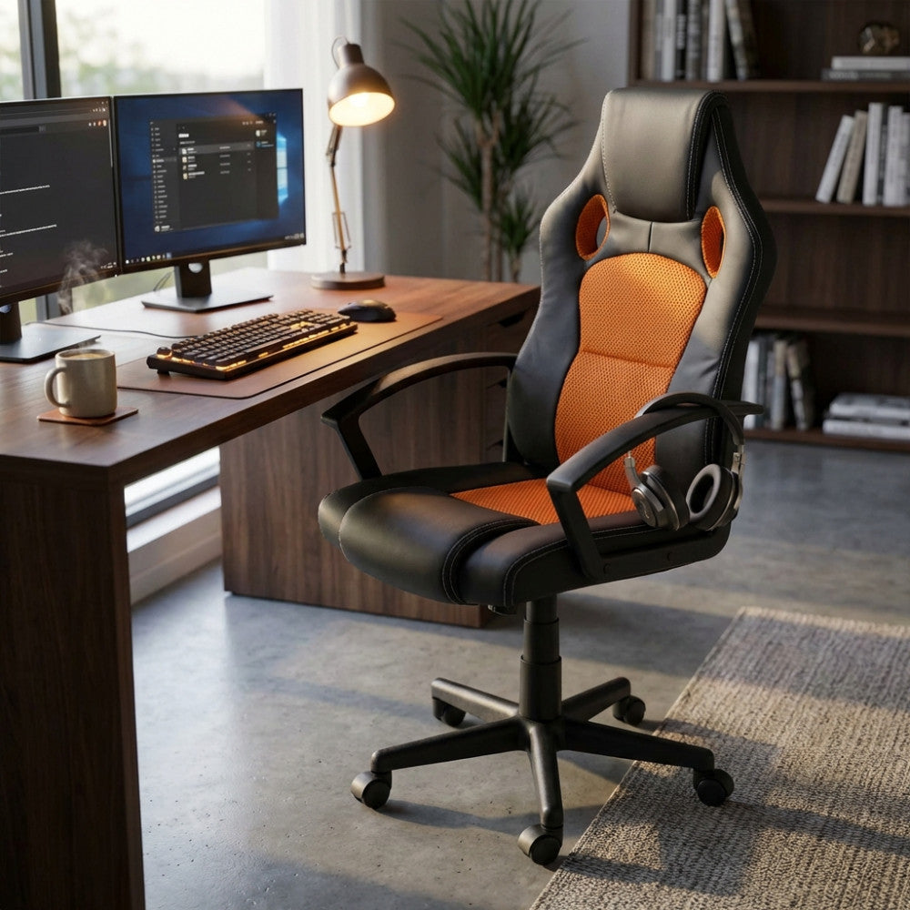 RED AND BLACK UNCHARTED GAMING CHAIR. Dimensions: 61 x 65 x 104-113.5 cm.