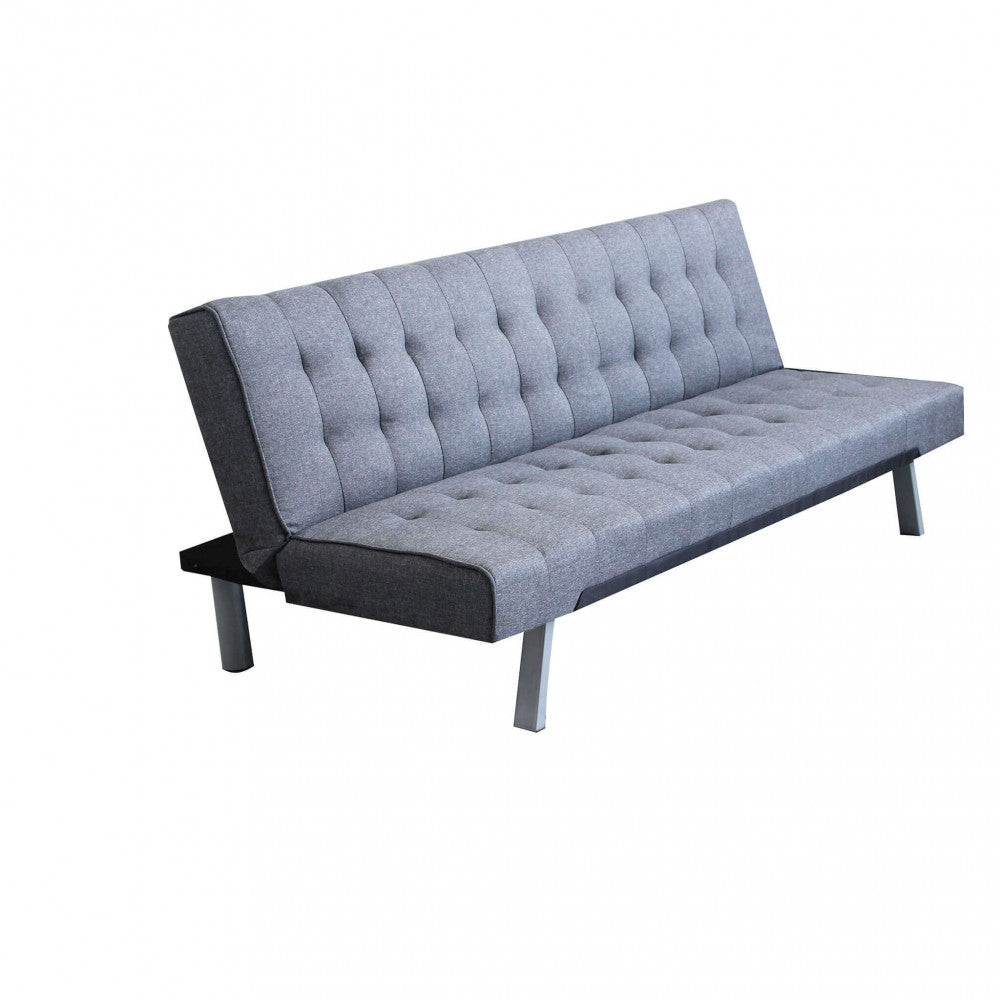 DIVANO LETTO BARRY. Divano Letto GRIGIO SCURO MELANGE struttura in metallo e legno Dimensioni: D.178x80x72/DL.178x92x35.