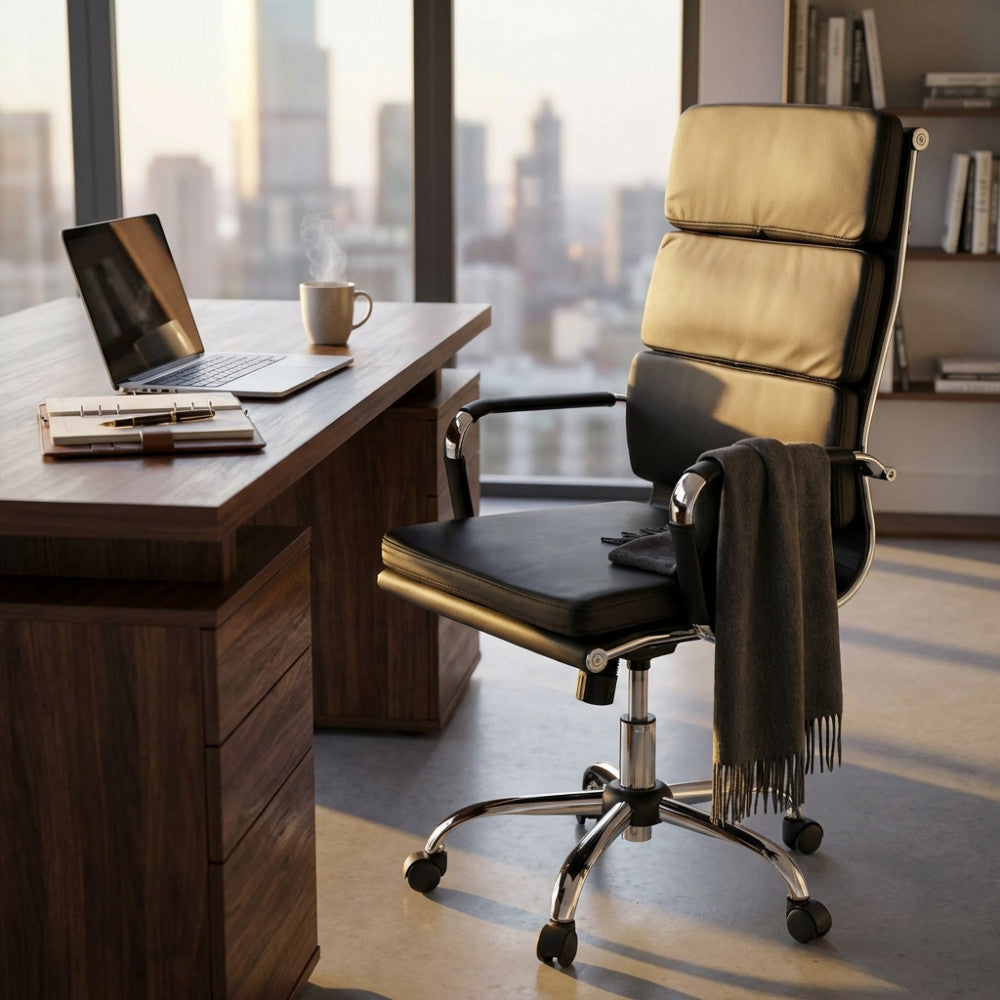 DOLLY OFFICE CHAIR. Dimensions: 55.5 x 63.5 x 109-117 cm h.