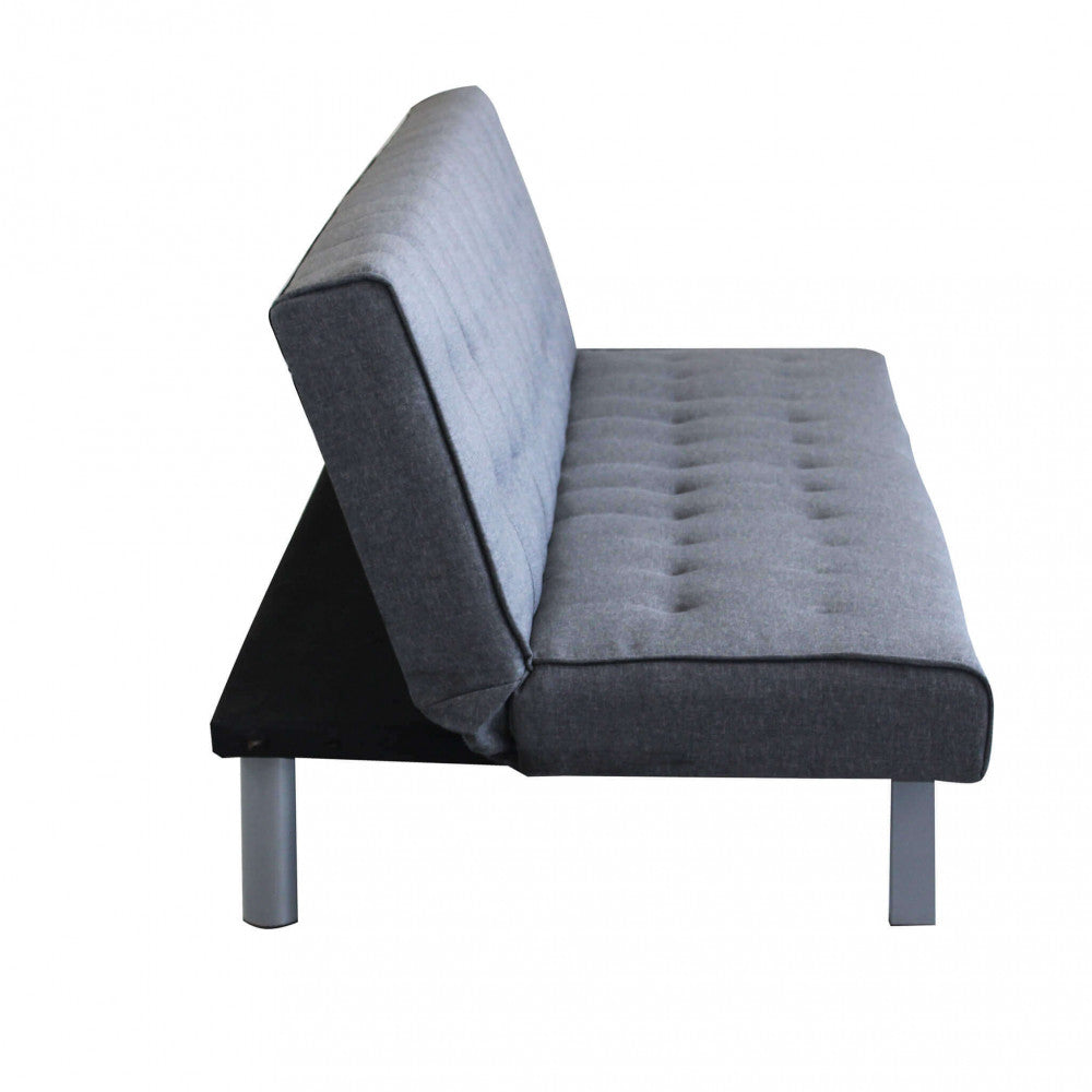 DIVANO LETTO BARRY. Divano Letto GRIGIO SCURO MELANGE struttura in metallo e legno Dimensioni: D.178x80x72/DL.178x92x35.