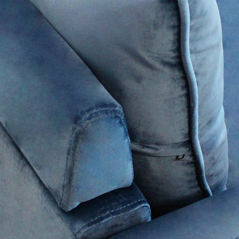 CHANDLER 3-SEAT SOFA. Sofa in TAUPE, BORDEAUX, GREY or BLUE velvet. Dimensions: 196 x 81 x 89 h cm.