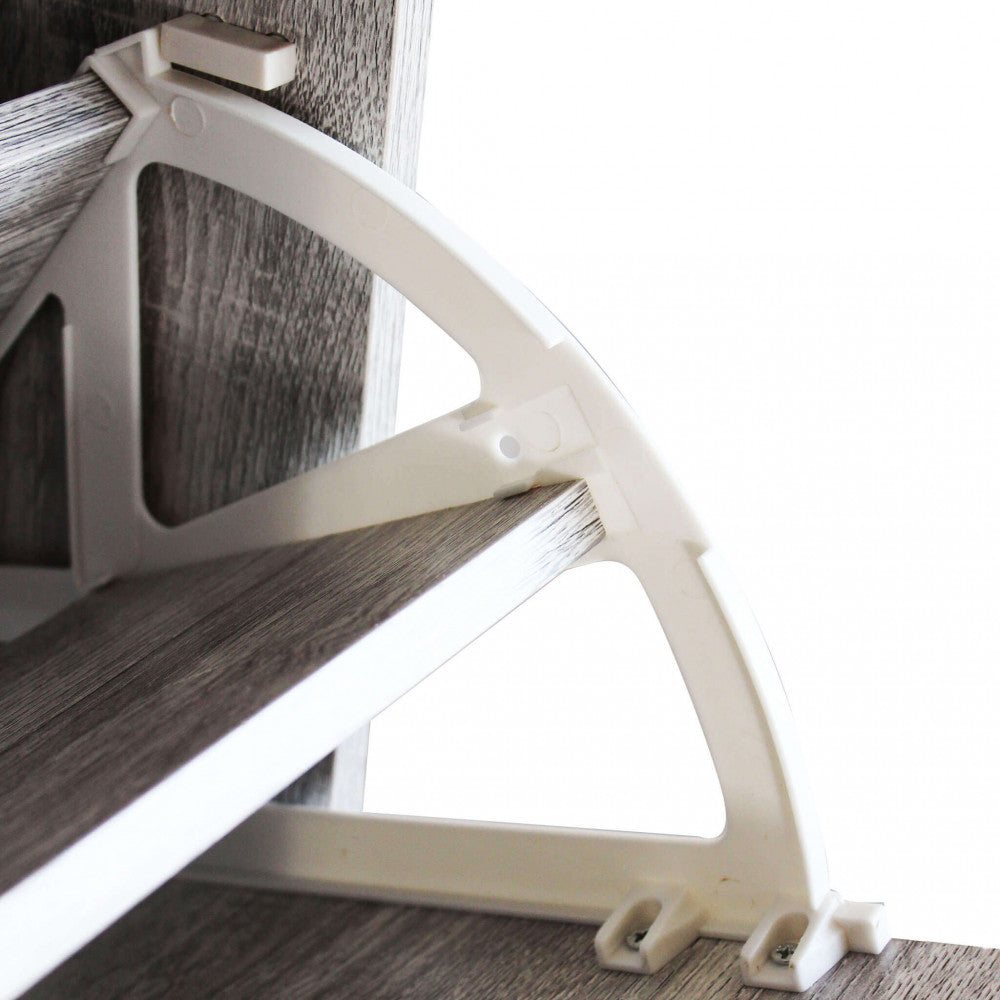 WENDY SHOE RACK, LIGHT GREY. Shoe rack with 4 wooden doors. Dimensions: 60 x 24 x 150 cm.