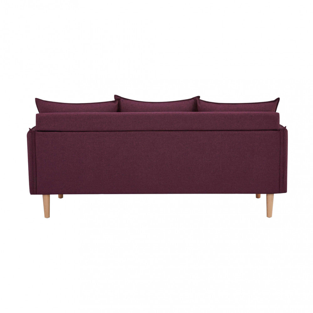 DIVANO 3 POSTI FLORIN. Divano BEIGE, BLU, GRIGIO SCURO, VIOLA o CIANO con gambe in legno Dimensioni: cm 188 x 84 x 51 h.