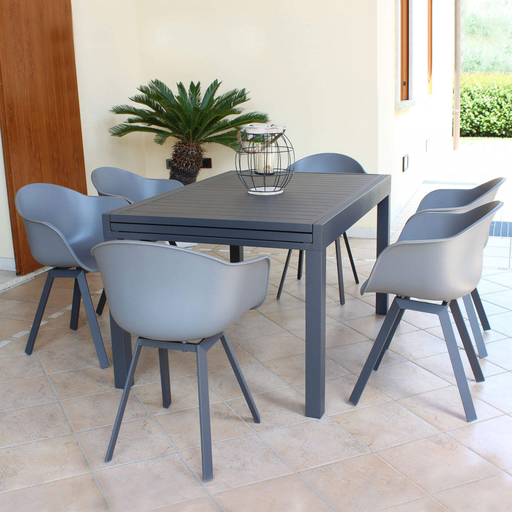 POLTRONA MAUI. Struttura in allumino BIANCO o ANTRACITE seduta in PP Dimensioni: cm 63 x 55 x 79 h. Arredo Giardino