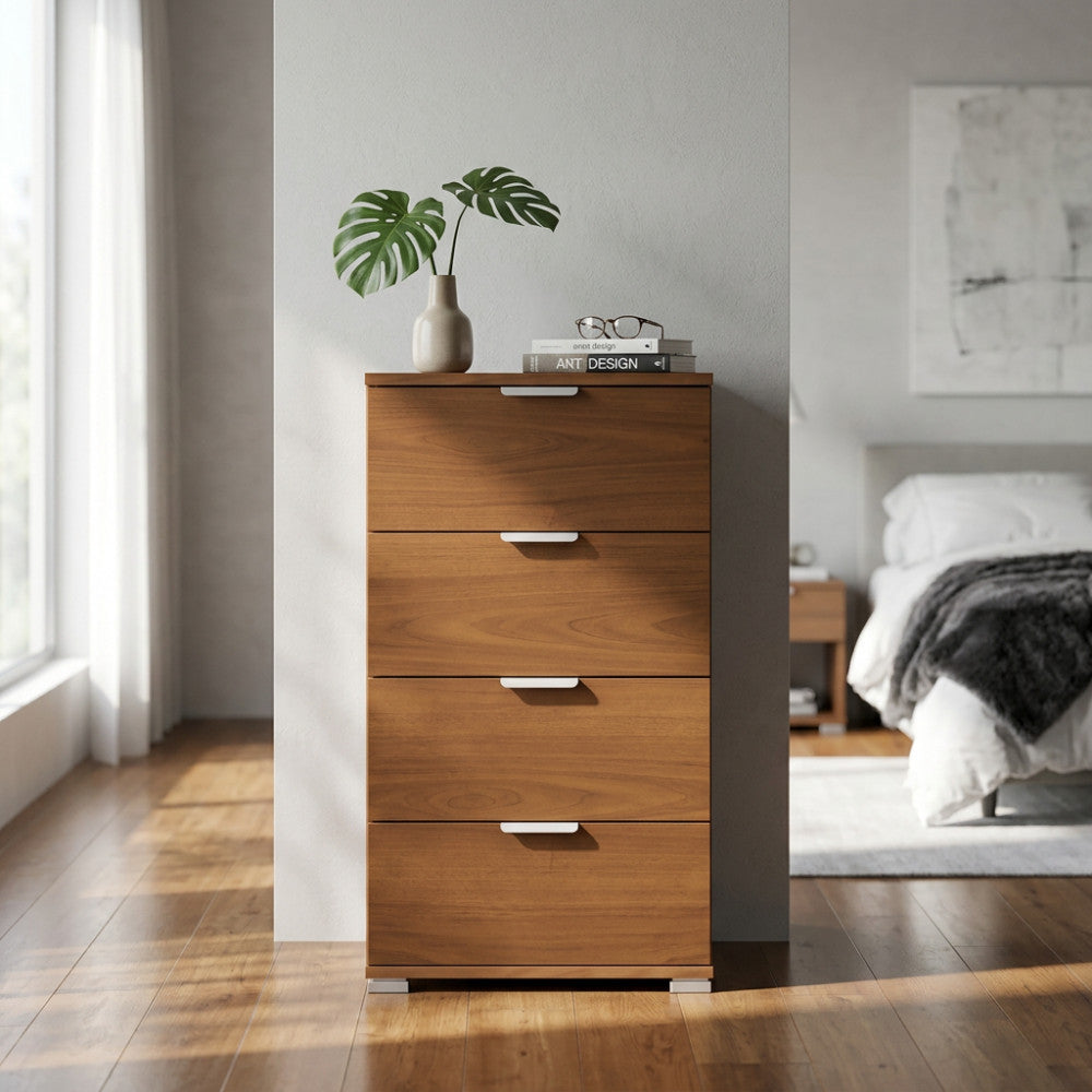 MOBILETTO ASTER 4 CASSETTI TINTA NOCE. Dimensioni: cm 45 x 38 x 85 h.