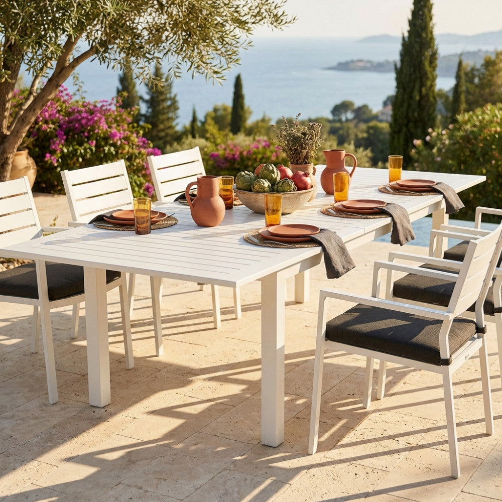 TAVOLO CUBA ALLUNGABILE 220/280 X 100. Struttura in alluminio verniciato BIANCO o TAUPE o TORTORA o ANTRACITE Dimensioni: cm 220/280 x 100 x 75 h. Arredo Giardino