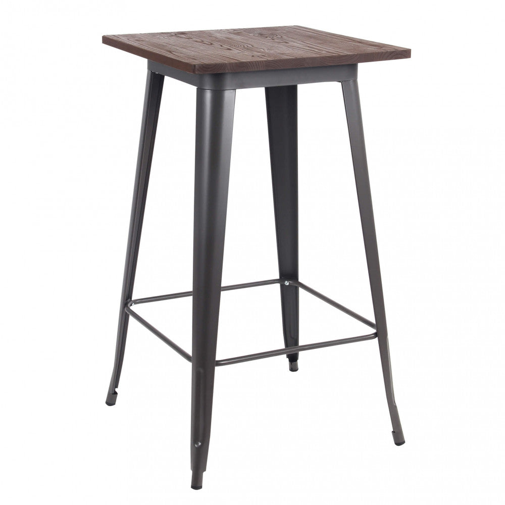 TAVOLINO ALTO PORDOI 60 X 60. Tavolo in metallo con piano in legno Dimensioni: cm 60 x 60 x 103 h.