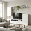 PARETE SOGGIORNO BRIDGE BIANCO E BIANCO LUCIDO. Parete in legno BIANCO e BIANCO LUCIDO Dimensioni: cm 207 x 34 x 170 h.