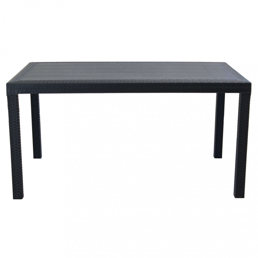 TAVOLO HOUSTON 150 X 90. Struttura in plastica stampata, wicker ANTRACITE o BIANCO o MARRONE Dimensioni: cm 150 x 90 x 74 h. Arredo Giardino