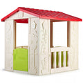 HAPPY HOUSE. Playhouse with two entrances, a keyhole, and a letterbox. Sturdy, easy to assemble, and UV-resistant. Children 2+. Dimensions: 80 x 94 x 100 cm. Garden Furniture.