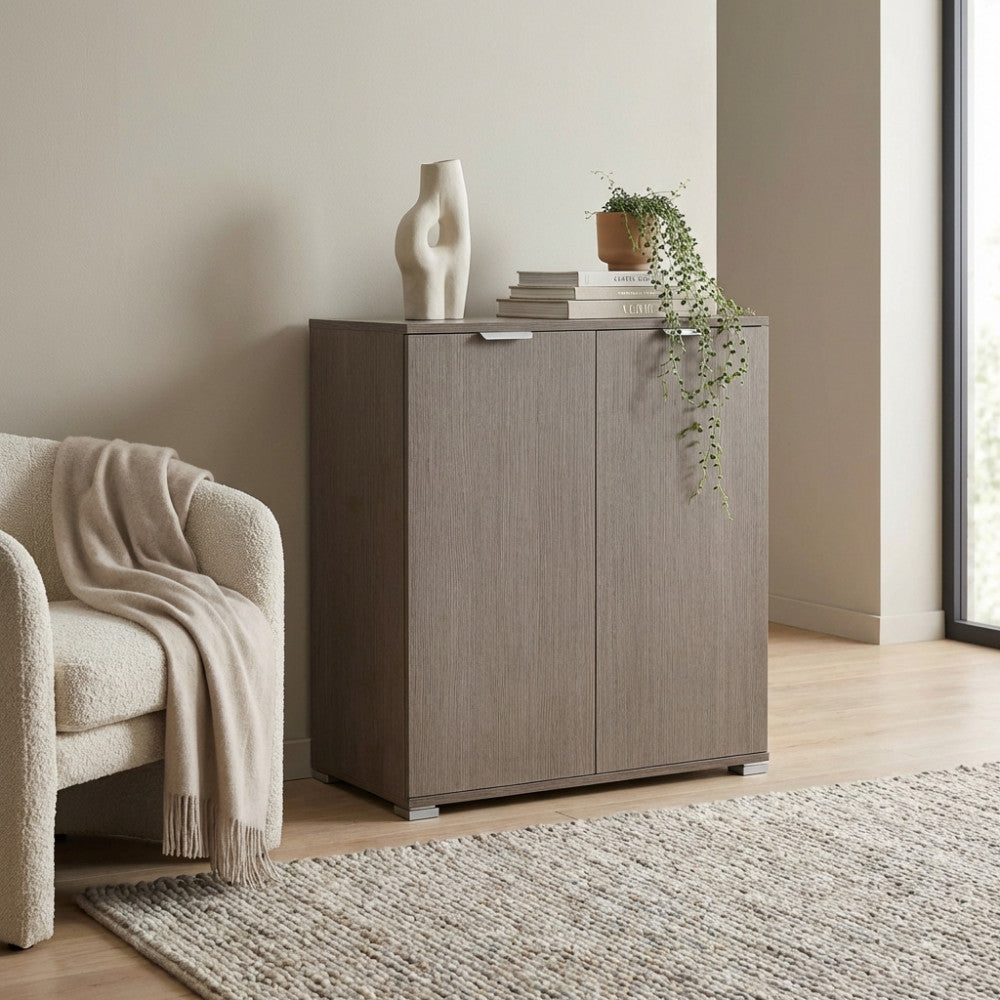 WENDY 2-DOOR CABINET IN GREY OAK. Dimensions: 75 x 38 x 85 cm h.