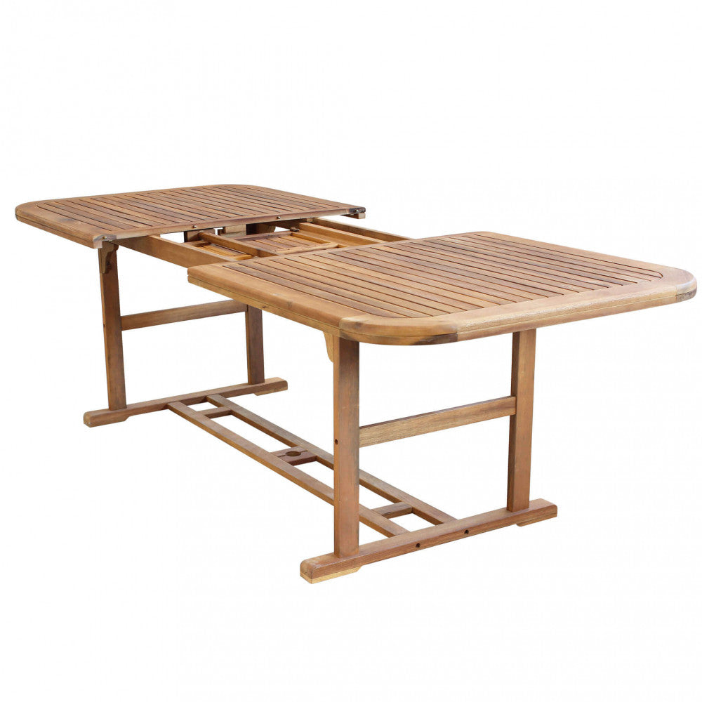 TAVOLO COUNTY RETTANGOLARE 180/240X100 DOUBLE. Legno di Acacia massiccio spessore 44 mm doppio bordo Dimensioni: cm 180/240 x 100 x 74 h. Arredo Giardino