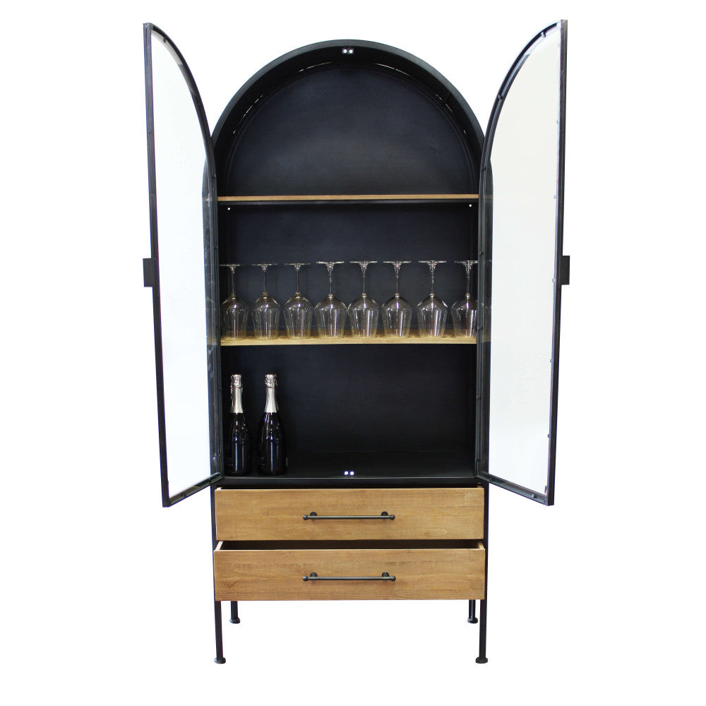 MOBILE CHADWICK. Mobile in ferro e legno con 2 ante, 2 ripiani e 2 cassetti Dimensioni: cm 81,5 x 40 x 180 h.