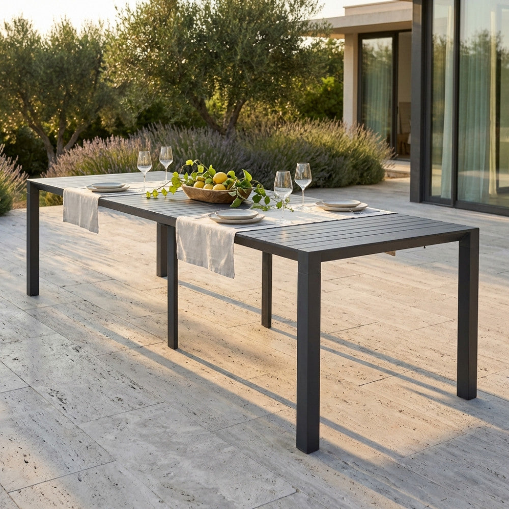 CONSOLLE 85 X 51,50/104/156/208/260. Struttura in alluminio verniciato BIANCO o ANTRACITE Dimensioni: cm 100 x 51,50/104/156/208/260 x 74 h.
