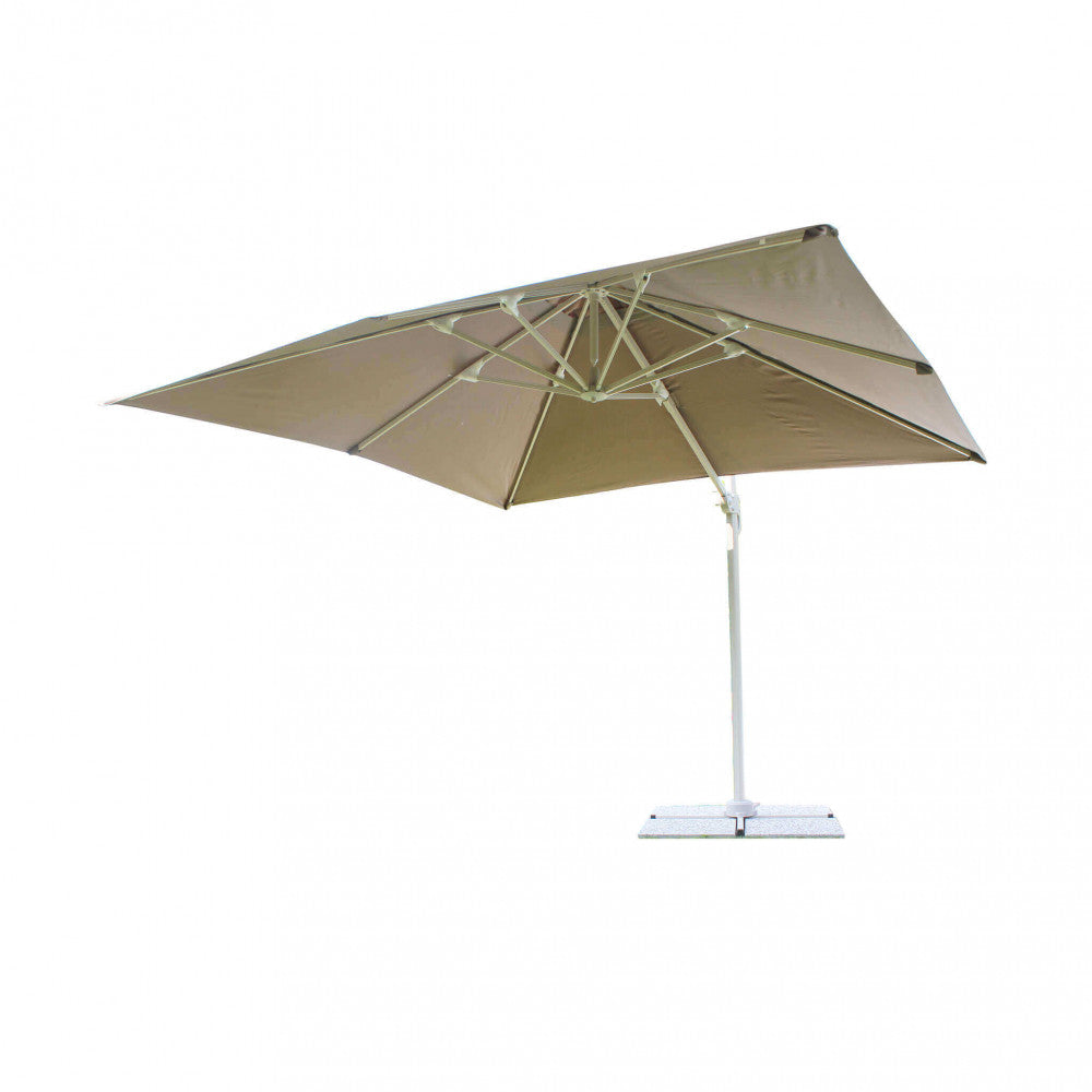 OMBRELLONE SATURNO TORTORA P/L 3 X 3 TELO TORTORA. Telo in poliestere TORTORA 250 gr con antivento palo girevole in alluminio 53x77 e 25x40 mm 8 stecche alluminio 14 x 24 mm Dimensioni: m 3 x 3. Arredo Giardino