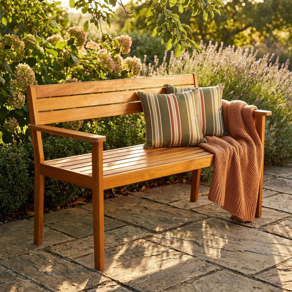 PANCA MINERVA 2 P. Legno di Acacia massiccio spessore 25 mm Dimensioni: cm 135 x 59 x 85 h. Arredo Giardino