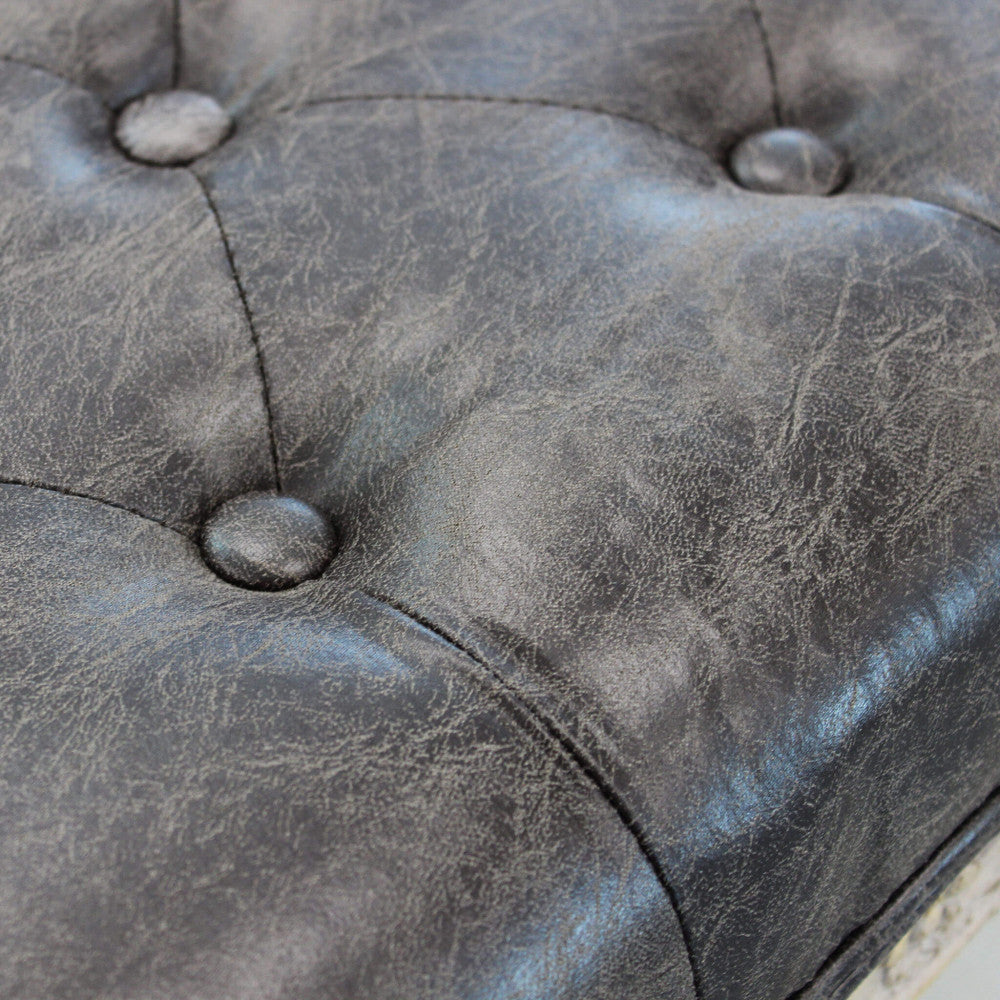 PANCA MISTY IN ECOPELLE VINTAGE GRIGIO. Dimensioni: cm 110 x 36 x 47 h.