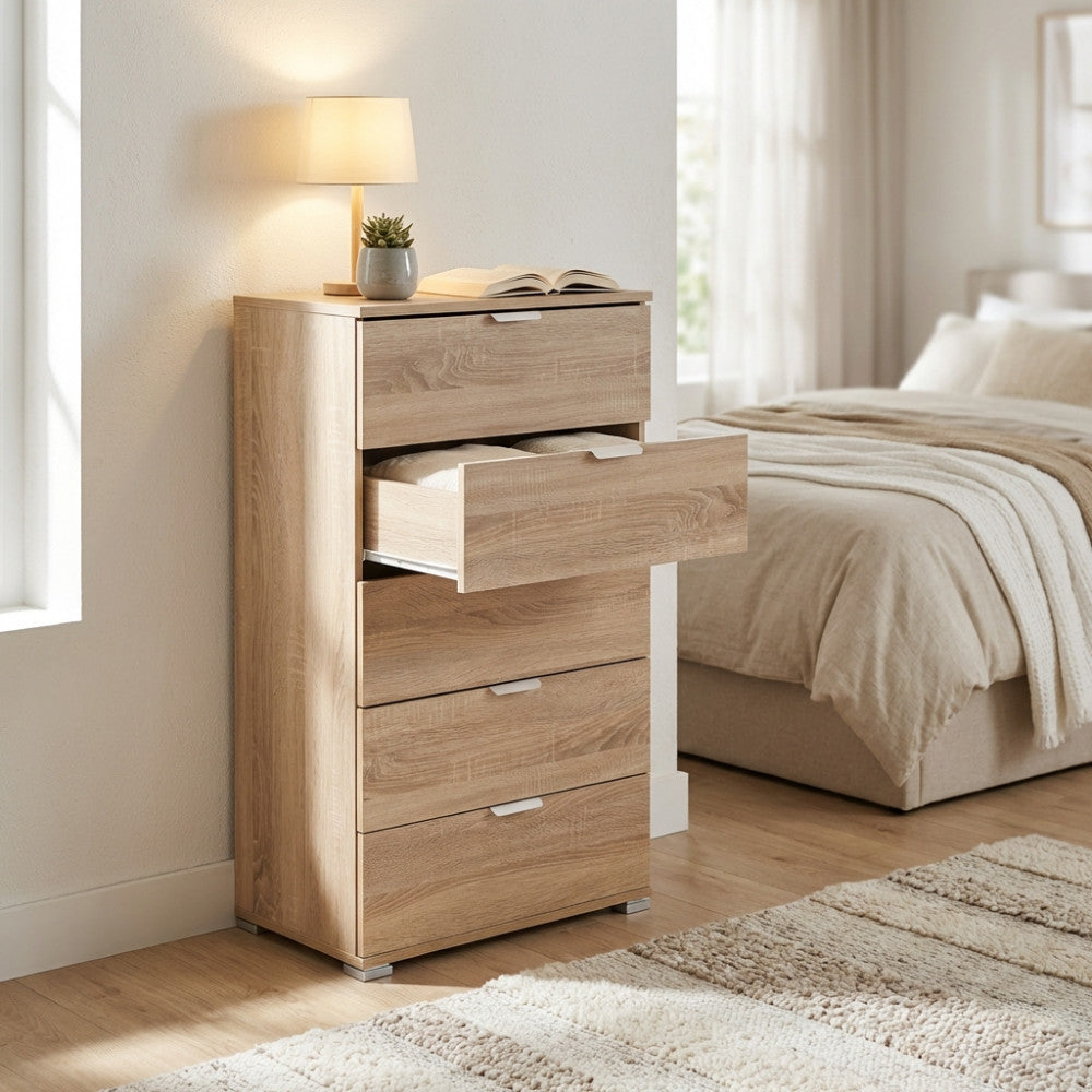 CASSETTIERA MEXY 5 CASSETTI NATURALE. Dimensioni: cm 60 x 38 x 103 h.
