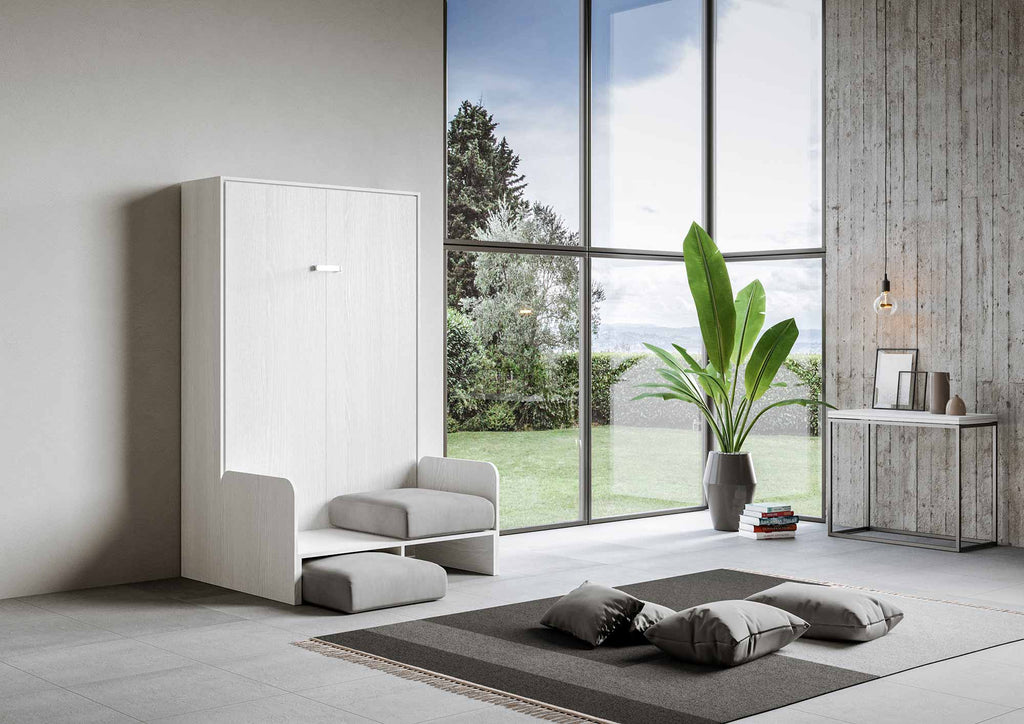 Letto a scomparsa 140 verticale Erbè Sofà Bianco Frassino