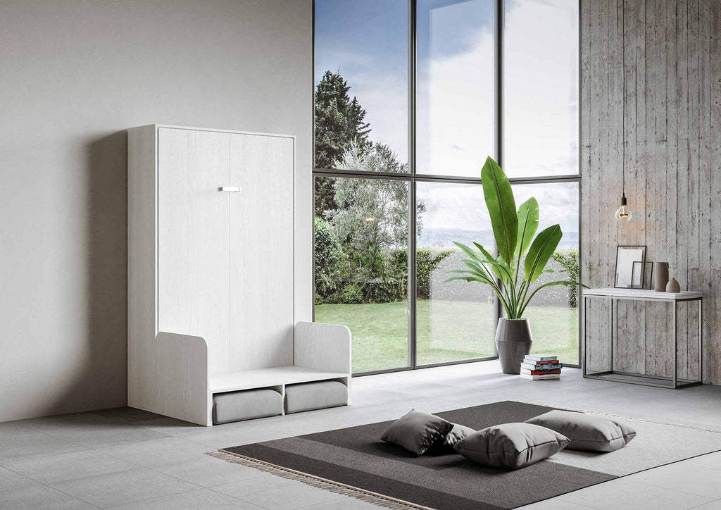 Letto a scomparsa 140 verticale Erbè Sofà Bianco Frassino