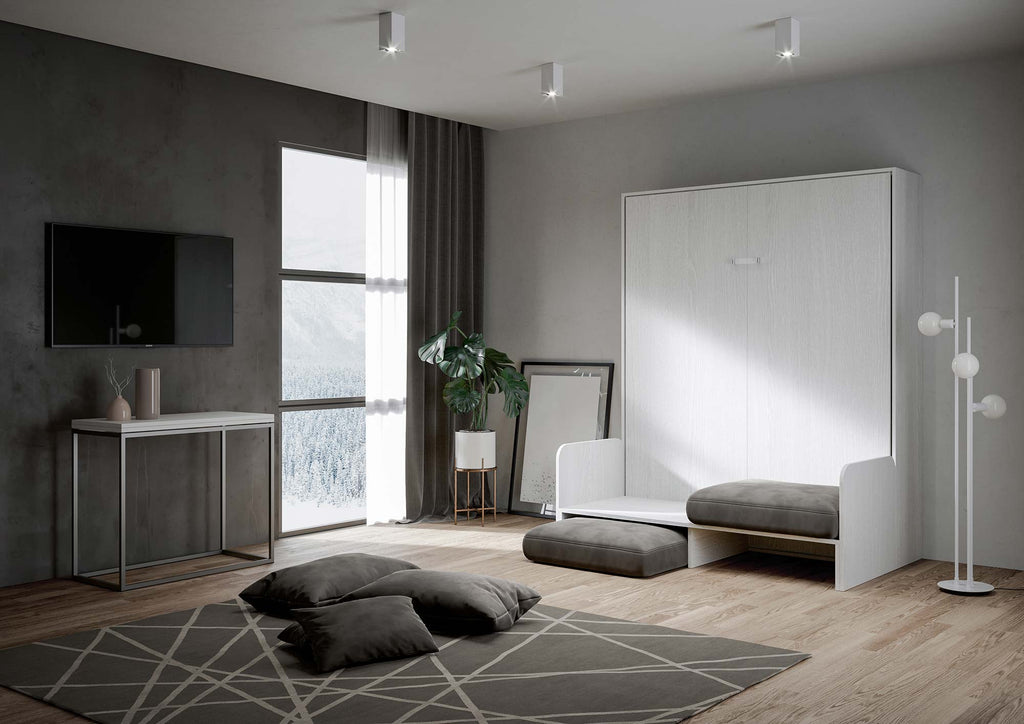 Letto a scomparsa 160 verticale Erbè Sofà Bianco Frassino