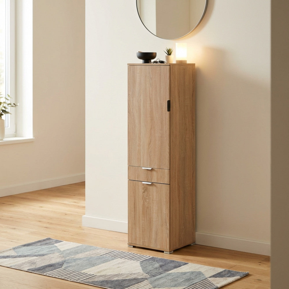 ARMADIO LIRIO CON 2 ANTE E 1 CASSETTO NATURALE. Dimensioni: cm 45 x 38 x 174 h.