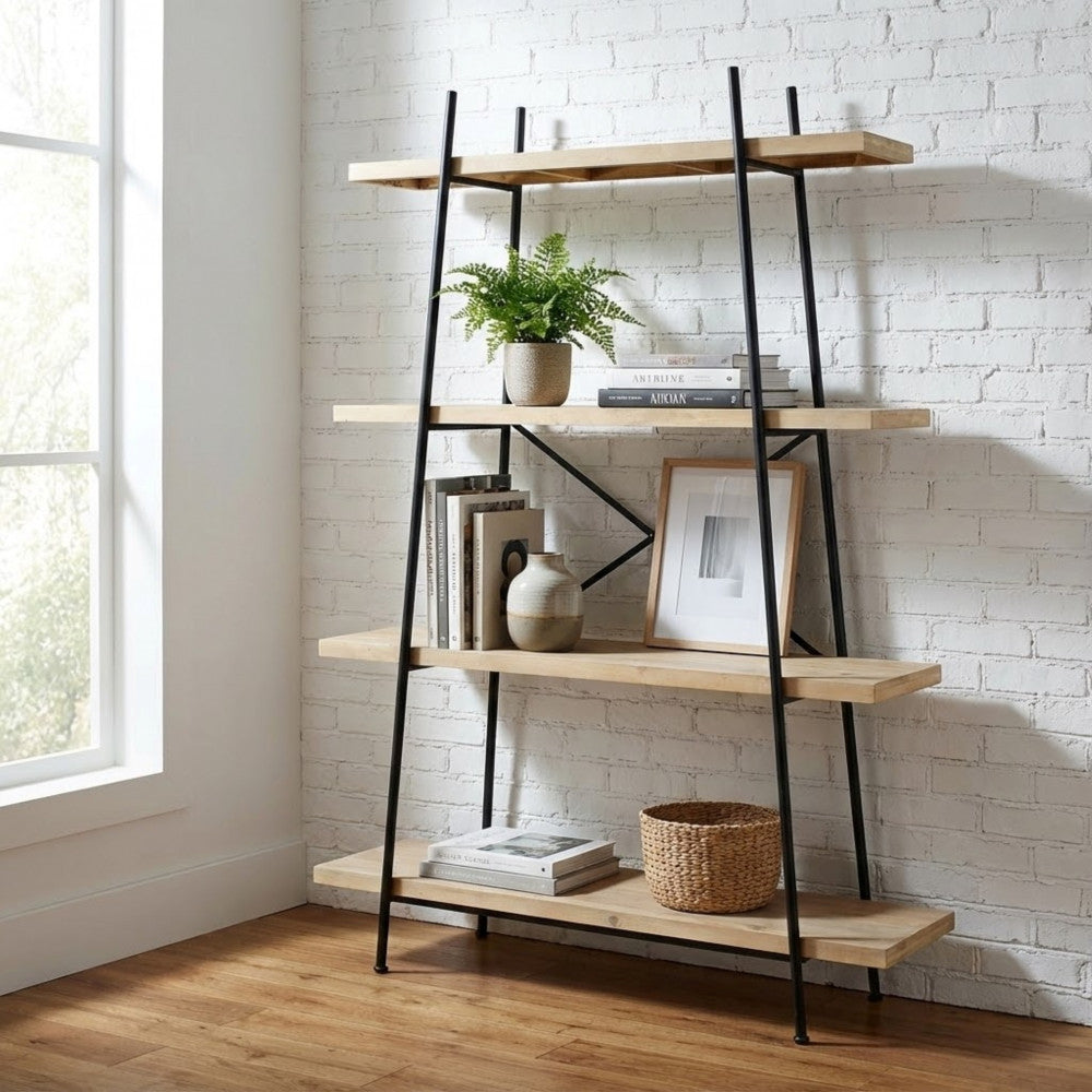 MOBILE BENNETT. Mobile in ferro e legno con 4 ripiani Dimensioni: cm 145 x 44 x 176 h.