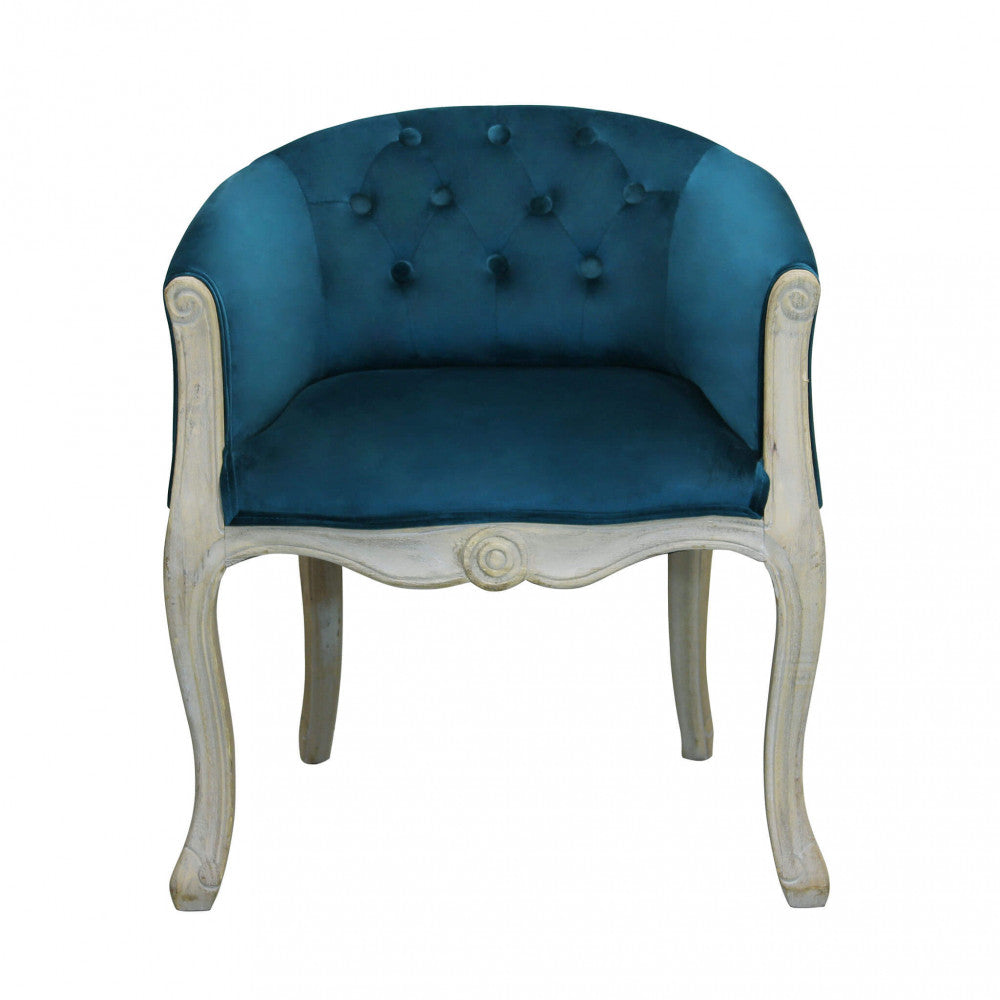 POLTRONA COREEN IN VELLUTO BLU. Dimensioni: cm 61 x 61 x 71 h.