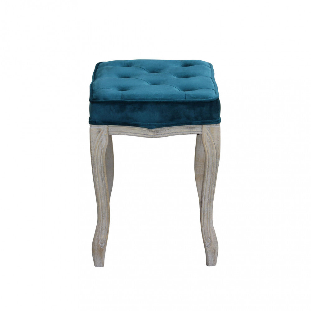 MARLY STOOL IN BLUE VELVET. Dimensions: 50 x 36 x 47 h cm.