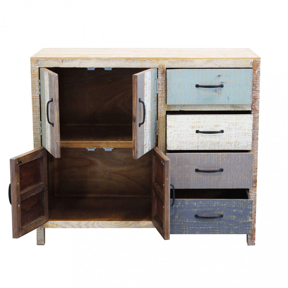MOBILE EDISON. Mobile con 4 cassetti e 4 ante in legno colorato Dimensioni: cm 100 x 40 x 86 h.