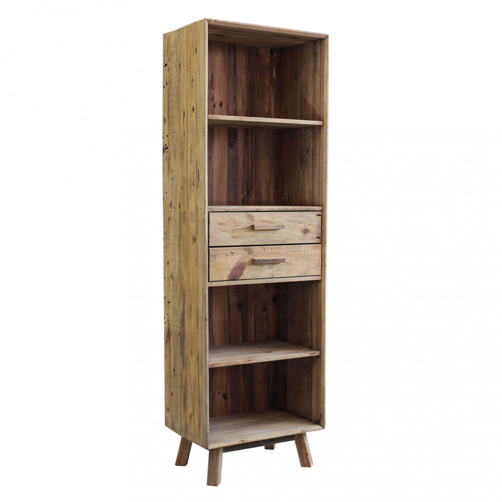 LIBRERIA COLLIN. Libreria con 2 cassetti e 4 ripiani in legno di pino riciclato Dimensioni: cm 60 x 40 x 190 h.