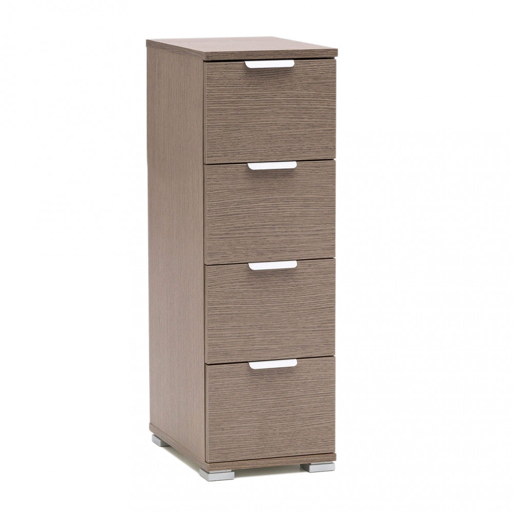 CASSETTIERA PAROS 4 CASSETTI ROVERE GRIGIO. Dimensioni: cm 27 x 38 x 85 h.