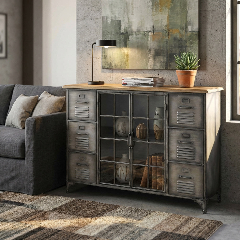 MOBILE IN FERRO ERNEST. Mobile con 2 ante e 6 cassetti Dimensioni: cm 124,5 x 40,5 x 83 h.