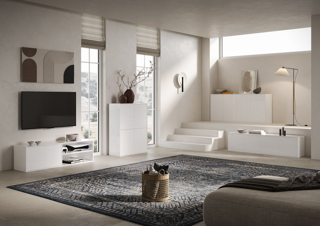 Madia 3 ante 130x40x83 cm Ladinia bianco lucido